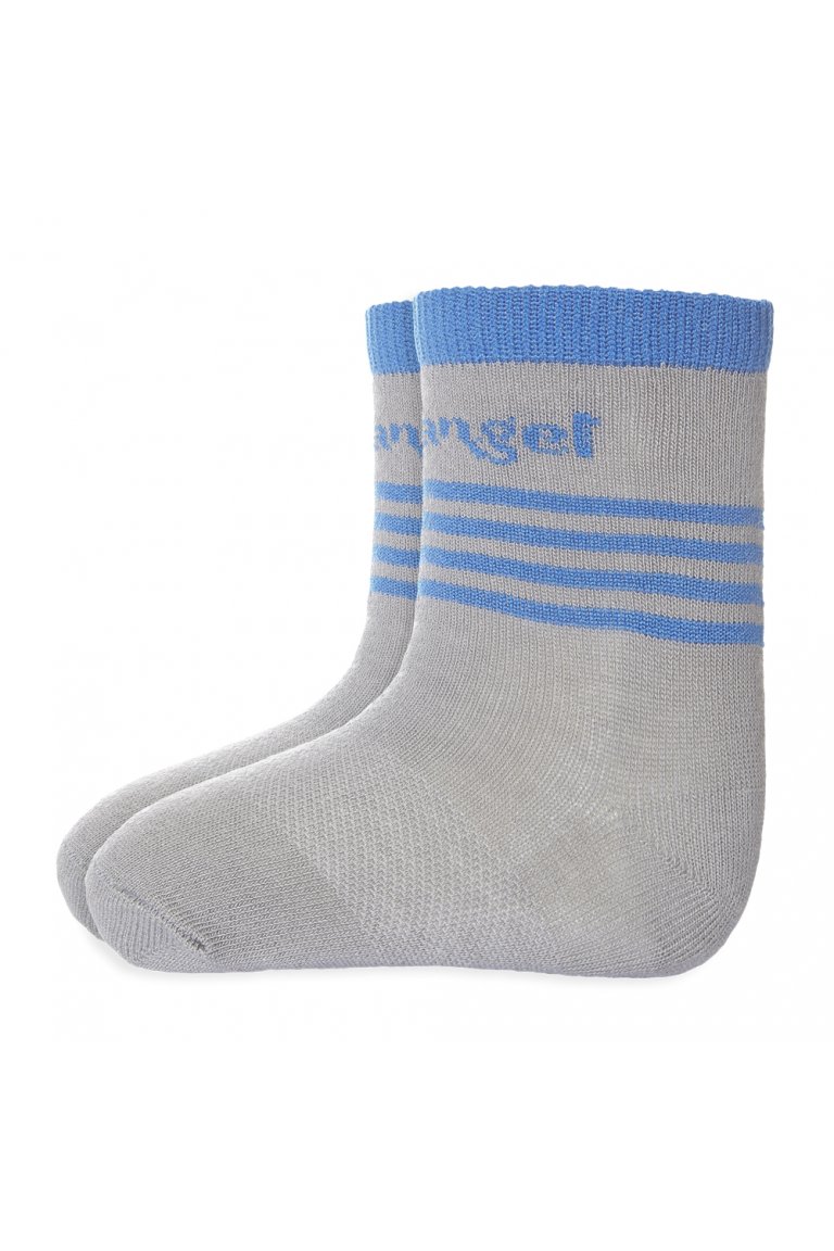 Ponožky tenké protišmykové  ANGEL - Outlast® - tm.šedá/modrá -15-19