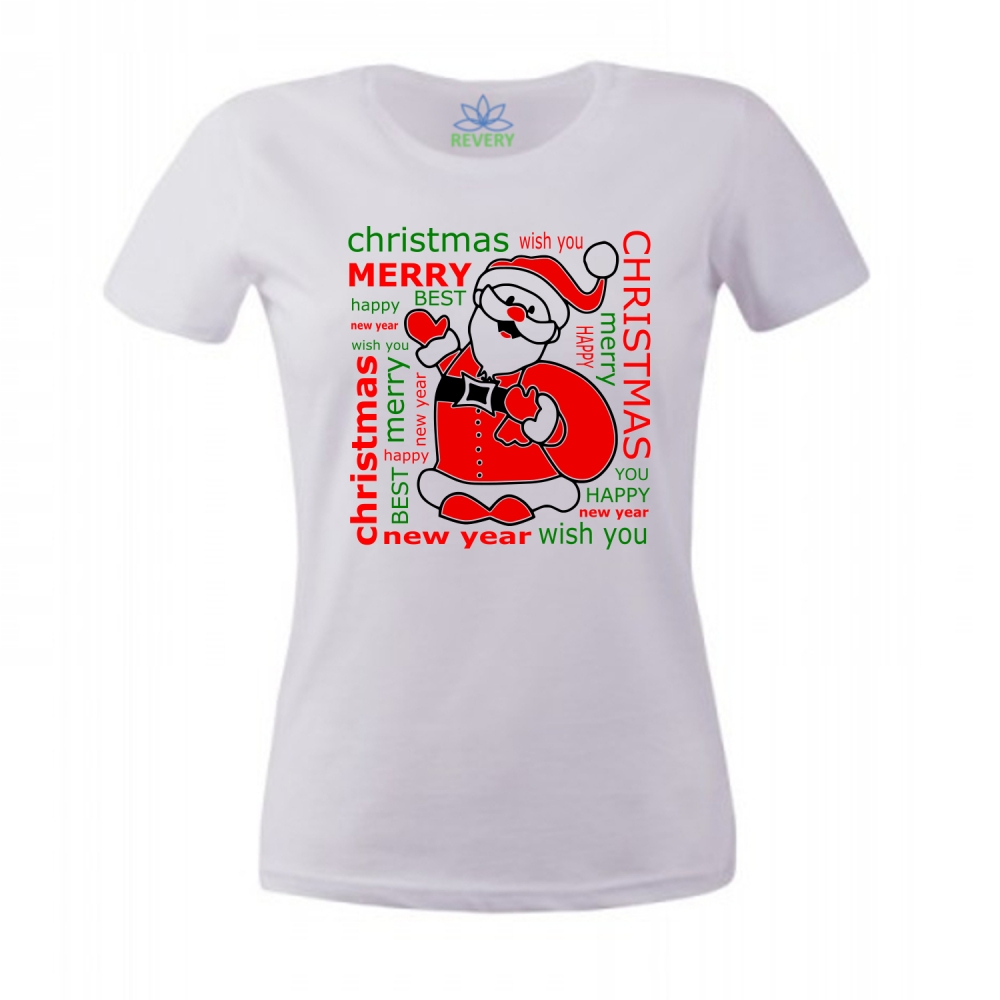 Tričko MERRY CHRISTMAS – SANTA CLAUS II (dámske/biele) - XL