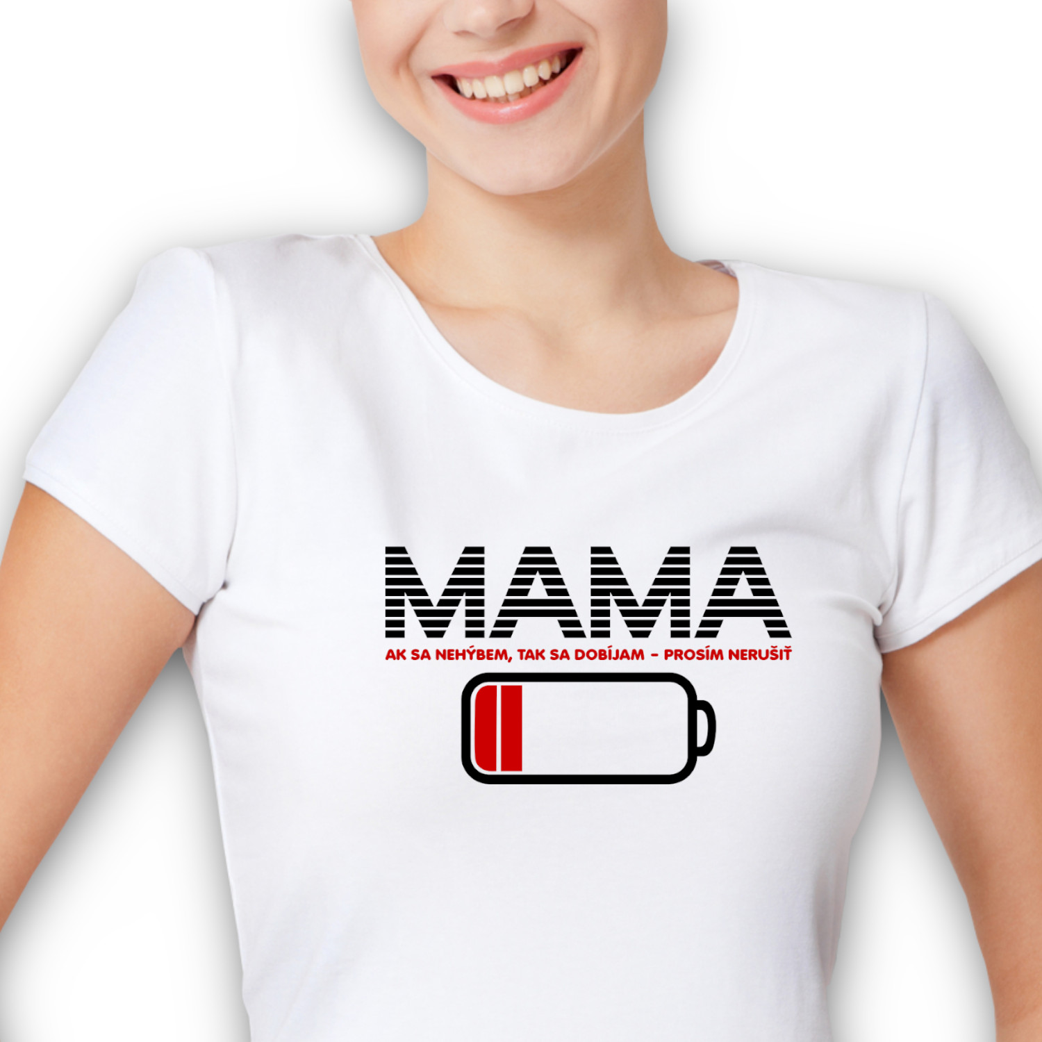 "MAMA SA DOBÍJA" - dámske tričko biele XXL