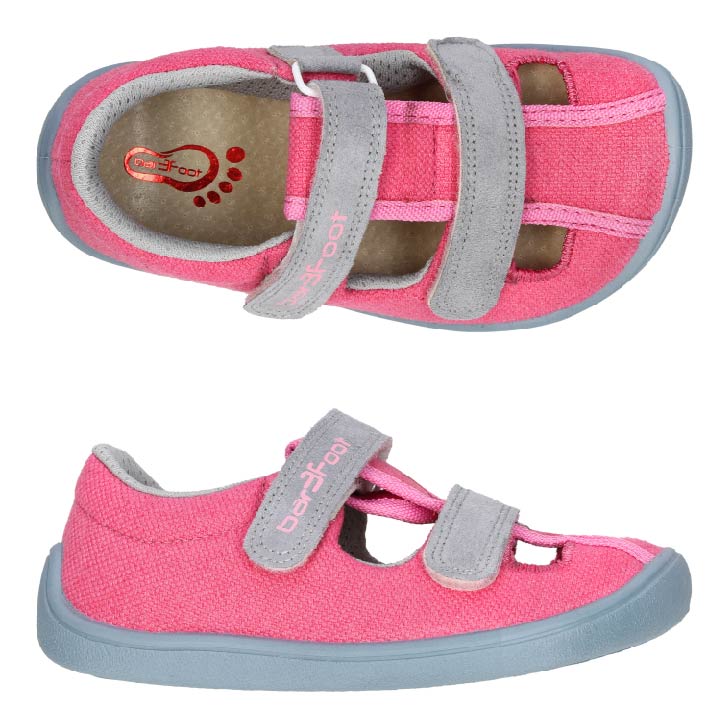 3F Barefoot sandále ružovo šedé-30