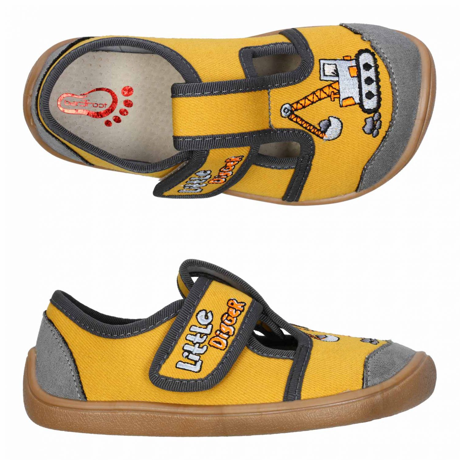 3F Barefoot papuče žlté bager