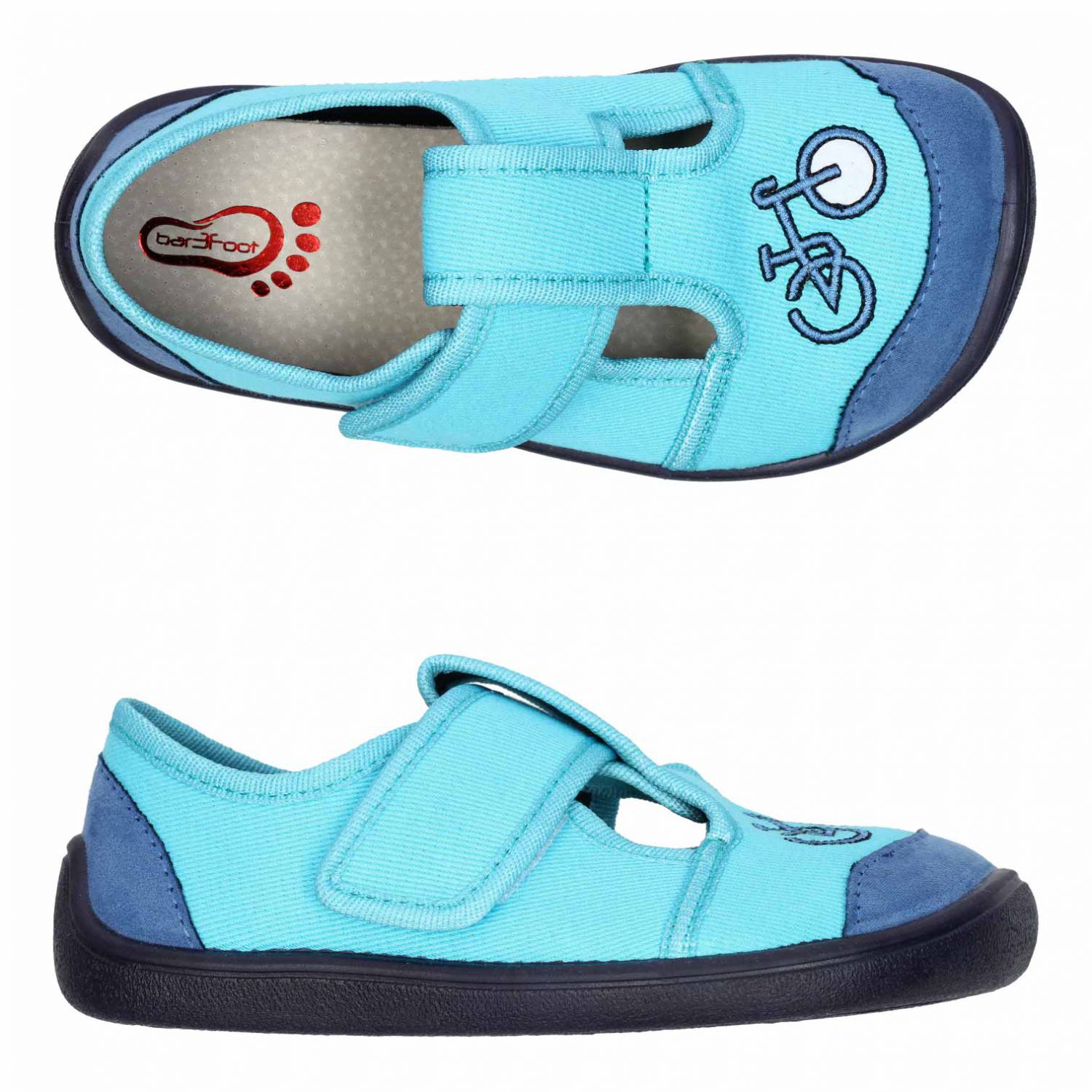 3F Barefoot papuče modré bicykel-v.29