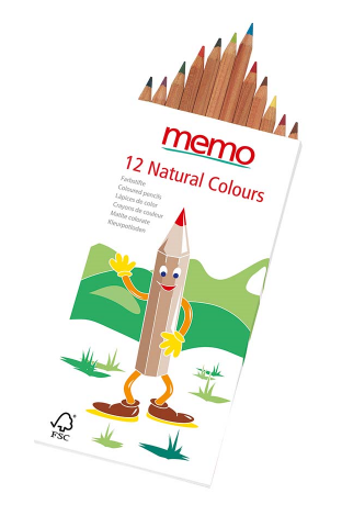 Prírodné farebné ceruzky 12ks Memo