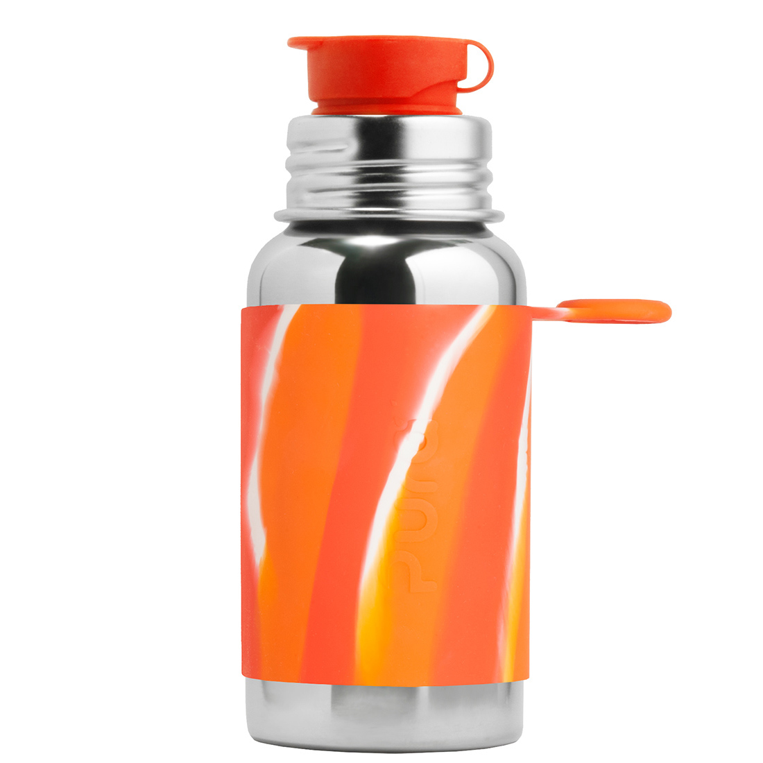 Pura® nerezová fľaša so športovým uzáverom 550ml-oranžovobiela