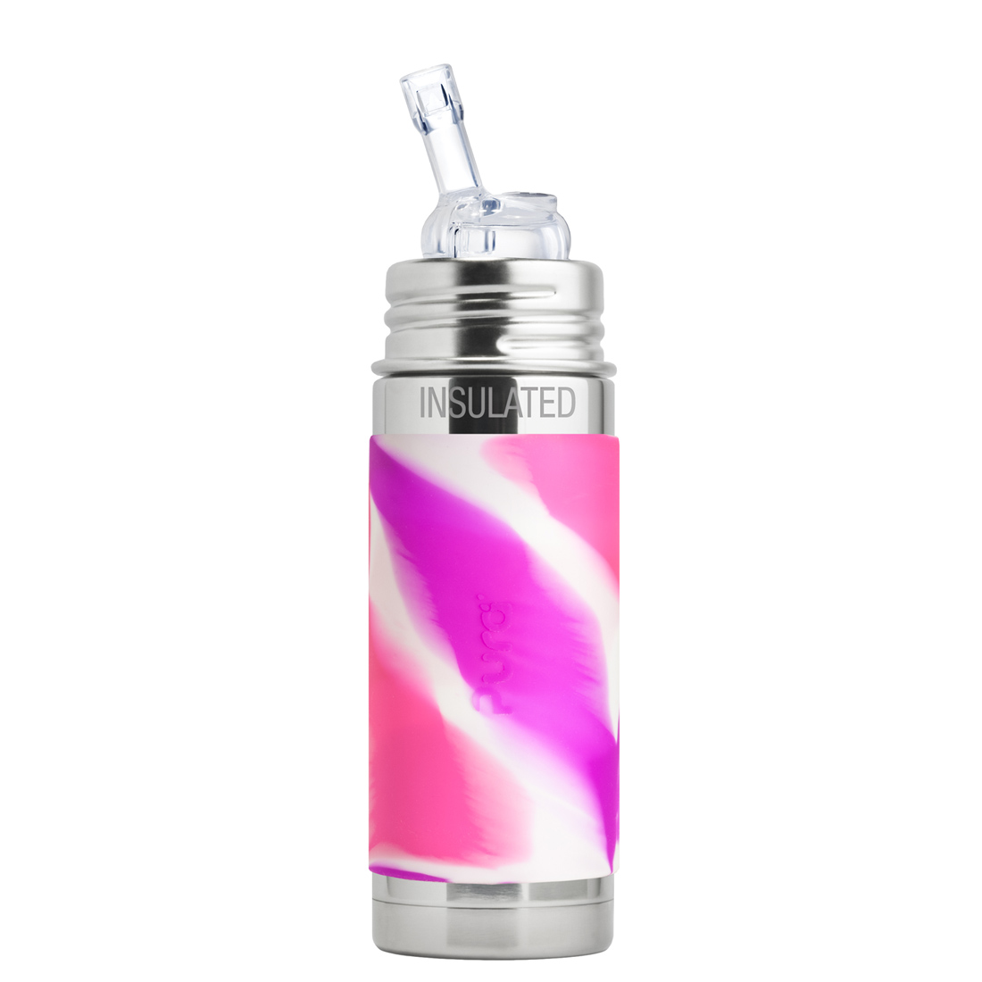 Pura® TERMO fľaša so slamkou 260ml   - ružovo-biela