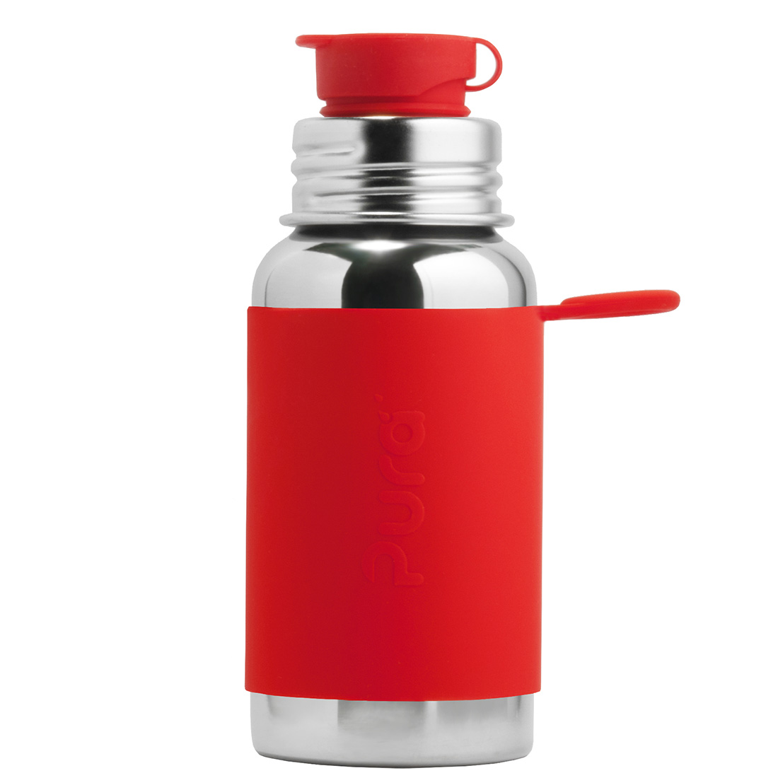 Pura® nerezová fľaša so športovým uzáverom 550ml- červená