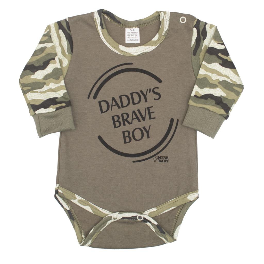 Dojčenské body s dlhým rukávom New Baby Army boy