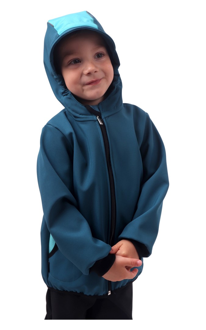 Detská softshellová bunda - petrolejová-na objednávku