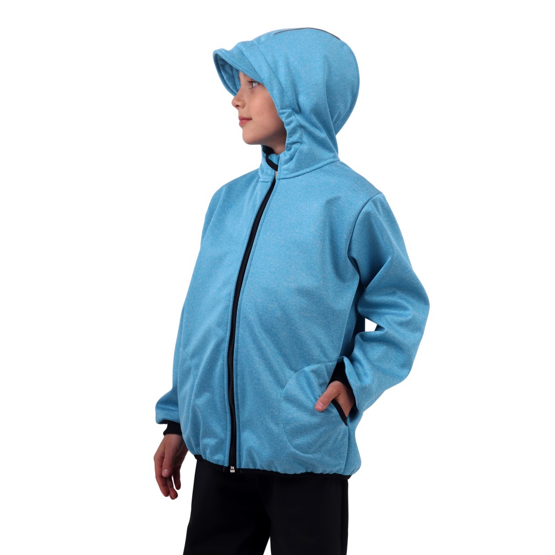 Detská softshellová bunda - svetlomodrý melír-na objednávku