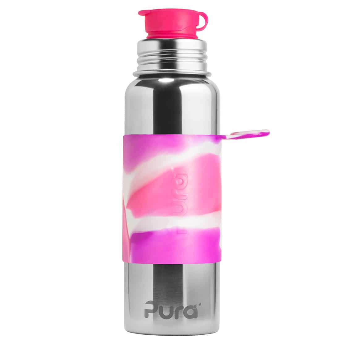 Pura® nerezová fľaša so športovým uzáverom 850ml-ružovo biela
