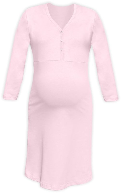 Tehotenská a dojčiaca nočná košeľa s výstrihom na cvočky sv.ružová